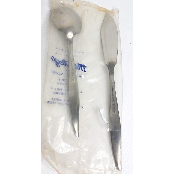 Vintage Montego By National Silver Butter Knife and Spoon Set of 2 - Picture 3 of 4